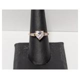Vermeil/.925 Sterling CZ Heart Ring Sz 8
