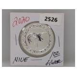 2020 1oz .999 Silv NIUE $2 Dollars