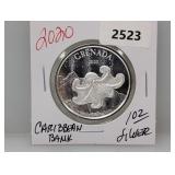 2020 1oz .999 Silv Caribbean Bank $2 Dollars