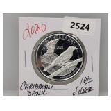 2020 1oz .999 Silv Caribbean Bank $2 Dollars