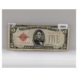1928-F Red Seal $5 US Note