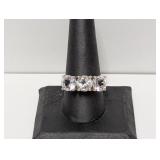.925 Sterling Three Stone Ring Sz 9.5