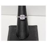 .925 Sterling Cushion Cut Stone w/Pave Band Sz 6