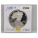 1991-S PF 1oz .999 Silv Eagle $1 Dollar