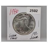 1986 1oz .999 Silver Eagle $1 Dollar