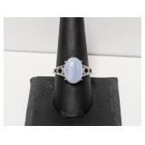 .925 Sterling Oval Cabochon Stone Ring Sz 9