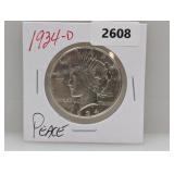 1934-D 90% Silver Peace $1 Dollar