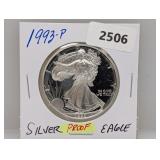1993-P PF 1oz .999 Silv Eagle $1 Dollar
