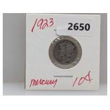 1923 90% Silver Mercury Dime