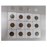 (12) 1900s Pennies