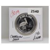 2019 1oz .999 Silv Caribbean Bank $2 Dollars