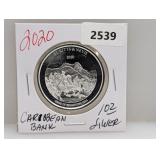 2020 1oz .999 Silv Caribbean Bank $2 Dollars