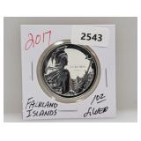 2017 1oz .999 Silv Falkland Isl 1 Crown