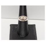 Verm/.925 Sterl Clear Stone Dbl Hearts Ring Sz 7