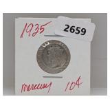 1935 90% Silver Mercury Dime