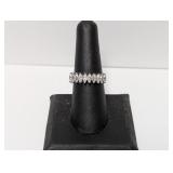 .925 Sterl Marquise Shape Clear Stone Band Sz 7.5