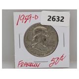 1959-D 90% Silver Franklin Half $1