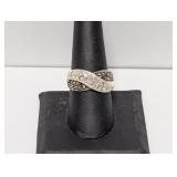 .925 Sterling Twisted Two Tone Ring Sz 8.5