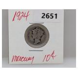 1924 90% Silver Mercury Dime