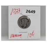 1923 90% Silver Mercury Dime