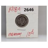 1918-D 90% Silver Mercury Dime