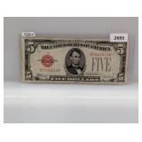 1928-E Red Seal $5 US Note