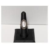 .925 Sterling Oval Mother of Pearl Ring Sz 7