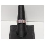 .925 Sterling Pink/Clear Stone Ring Sz 8