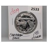 2019 1oz .999 Silv Caribbean Bank $2 Dollars