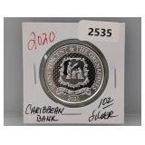 2020 1oz .999 Silv Caribbean Bank $2 Dollars