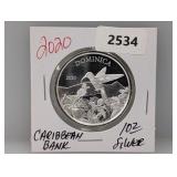2020 1oz .999 Silv Caribbean Bank $2 Dollars