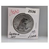 2020 1oz .999 Silv Australia Zoo $1 Dollar