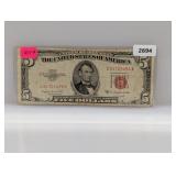 1953-B Red Seal $5 US Note