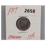 1917 90% Silv Mercury Dime