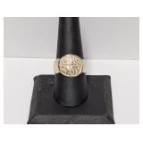 .900 Silver Abstract Symbolic Motif Ring Sz 9