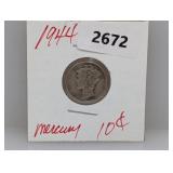 1944 90% Silv Mercury Dime