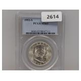 PCGS 1953-S MS65 90% Silv Franklin Half $1