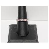 .925 Sterl Three-Stone Ring w/Pink Accents Sz 8