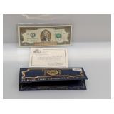 22Kt Gold Ed $2 Bank Note w/COA