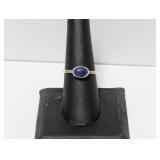 .925 Sterling Blue Cabochon Stone Ring Sz 8