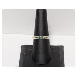 .925 Sterl Elegant Green Stone Ring Sz 7.5