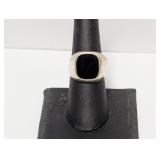 .925 Sterling Avon Black Stone Inlay Ring Sz 7