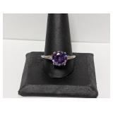 .925 Sterl Purple Gem Ring W/Accent Stones Sz 11