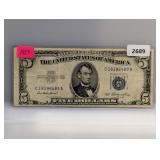 1953 Blue Seal $5 Silver Certificate