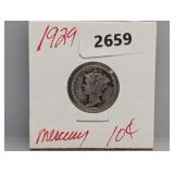 1929 90% Silv Mercury Dime