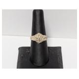 .925 Sterling Diamond Cut Ring Sz 8