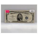 1953-A Blue Seal $5 Silver Certificate