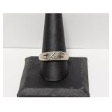 .925 Sterling Diamond Ring Cross Cutouts Sz 10