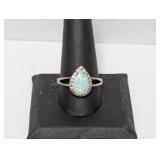 .925 Sterling Pear Shape Opal Ring Sz 11