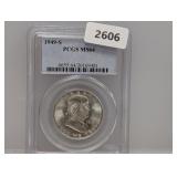 PCGS 1949-S MS64 90% Silv Franklin Half $1